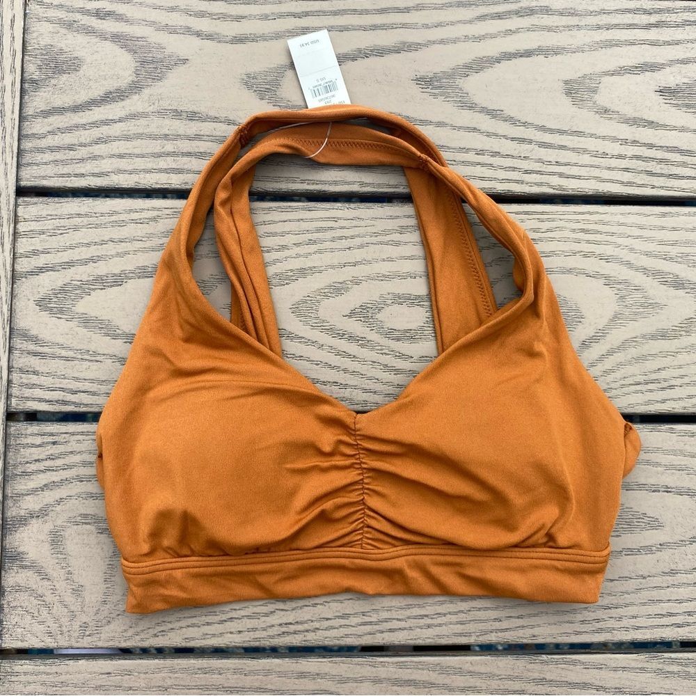 NWT aerie real me stretch sports bra small burnt orange brown